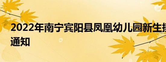 2022年南宁宾阳县凤凰幼儿园新生摸底登记通知