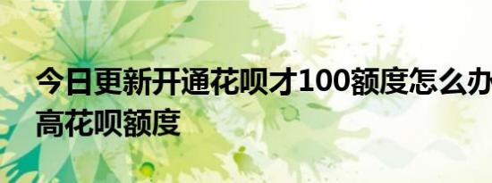 今日更新开通花呗才100额度怎么办 如何提高花呗额度