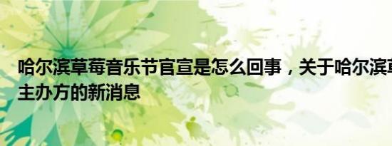 哈尔滨草莓音乐节官宣是怎么回事，关于哈尔滨草莓音乐节主办方的新消息