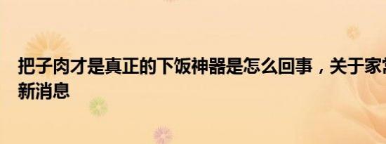 把子肉才是真正的下饭神器是怎么回事，关于家常把子肉的新消息