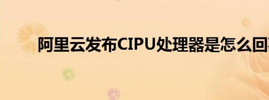 阿里云发布CIPU处理器是怎么回事