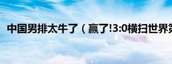 中国男排太牛了（赢了!3:0横扫世界第一!）