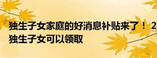 独生子女家庭的好消息补贴来了！ 2022年年独生子女可以领取