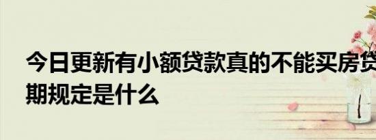 今日更新有小额贷款真的不能买房贷款吗 逾期规定是什么