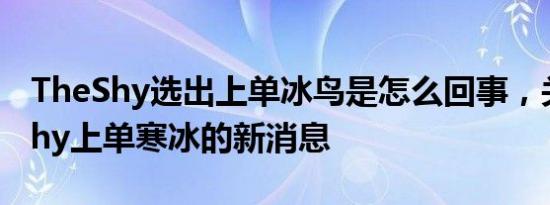 TheShy选出上单冰鸟是怎么回事，关于theshy上单寒冰的新消息