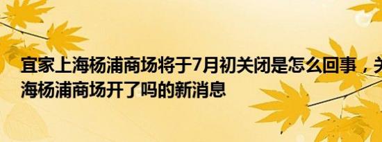 宜家上海杨浦商场将于7月初关闭是怎么回事，关于宜家上海杨浦商场开了吗的新消息