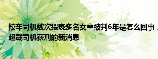 校车司机数次猥亵多名女童被判6年是怎么回事，关于校车超载司机获刑的新消息