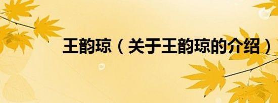 王韵琼（关于王韵琼的介绍）