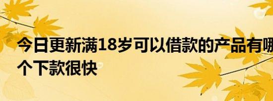今日更新满18岁可以借款的产品有哪些 这几个下款很快