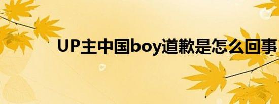 UP主中国boy道歉是怎么回事