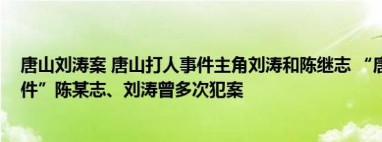 唐山刘涛案 唐山打人事件主角刘涛和陈继志 “唐山打人事件”陈某志、刘涛曾多次犯案