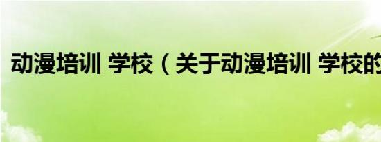 动漫培训 学校（关于动漫培训 学校的介绍）