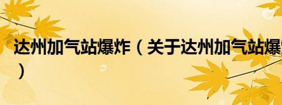 达州加气站爆炸（关于达州加气站爆炸的介绍）