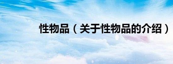 性物品（关于性物品的介绍）