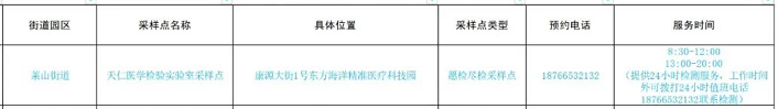 烟台莱山区莱山街道核酸检测采样点有哪些