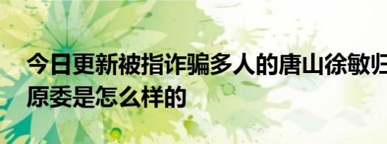 今日更新被指诈骗多人的唐山徐敏归案 事件原委是怎么样的