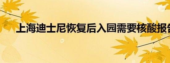上海迪士尼恢复后入园需要核酸报告吗