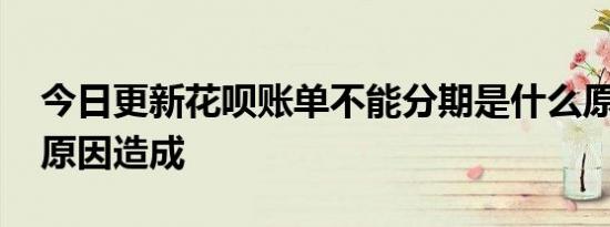 今日更新花呗账单不能分期是什么原因 四大原因造成