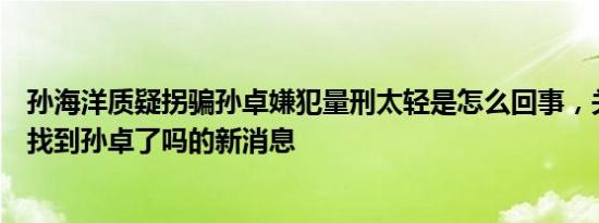 孙海洋质疑拐骗孙卓嫌犯量刑太轻是怎么回事，关于孙海洋找到孙卓了吗的新消息