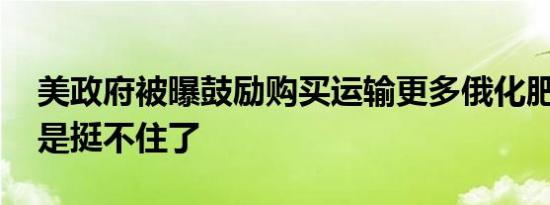 美政府被曝鼓励购买运输更多俄化肥 最终还是挺不住了