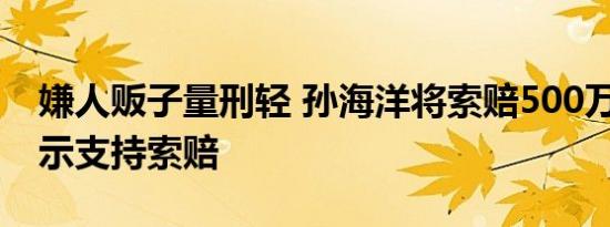 嫌人贩子量刑轻 孙海洋将索赔500万 网友表示支持索赔
