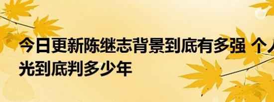 今日更新陈继志背景到底有多强 个人信息曝光到底判多少年