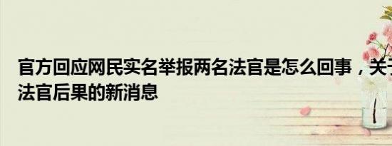 官方回应网民实名举报两名法官是怎么回事，关于实名举报法官后果的新消息