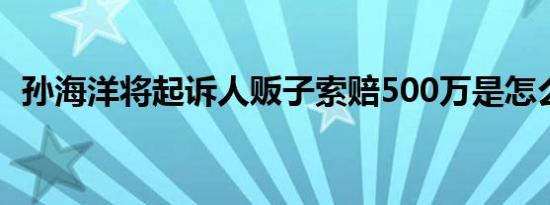 孙海洋将起诉人贩子索赔500万是怎么回事