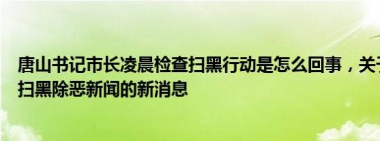 唐山书记市长凌晨检查扫黑行动是怎么回事，关于河北唐山扫黑除恶新闻的新消息