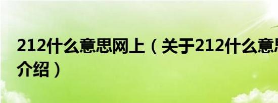 212什么意思网上（关于212什么意思网上的介绍）