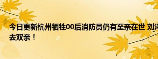 今日更新杭州牺牲00后消防员仍有至亲在世 刘泽军自幼失去双亲！