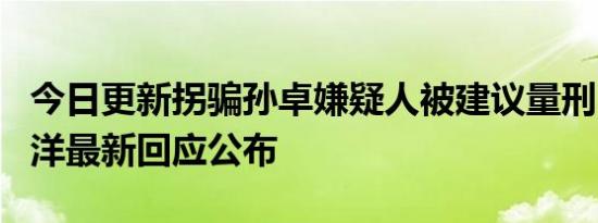 今日更新拐骗孙卓嫌疑人被建议量刑5年 孙海洋最新回应公布