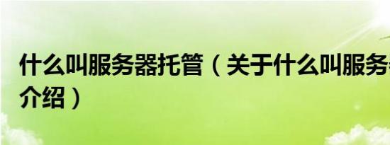 什么叫服务器托管（关于什么叫服务器托管的介绍）
