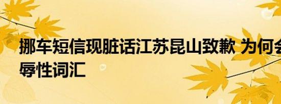 挪车短信现脏话江苏昆山致歉 为何会出现侮辱性词汇