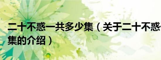 二十不惑一共多少集（关于二十不惑一共多少集的介绍）