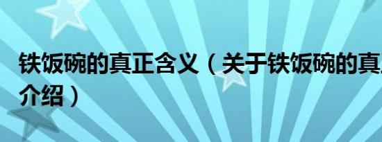 铁饭碗的真正含义（关于铁饭碗的真正含义的介绍）