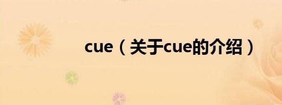 cue（关于cue的介绍）