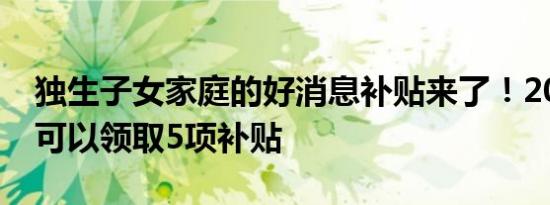 独生子女家庭的好消息补贴来了！2022年年可以领取5项补贴