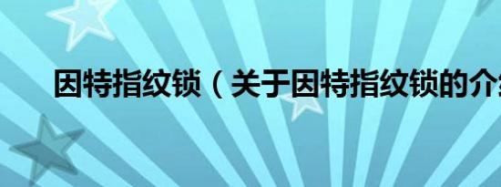 因特指纹锁（关于因特指纹锁的介绍）