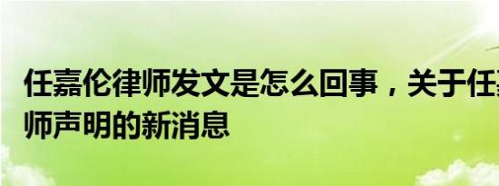 任嘉伦律师发文是怎么回事，关于任嘉伦发律师声明的新消息