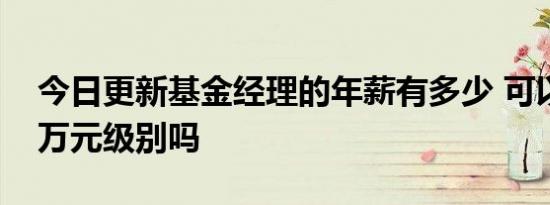 今日更新基金经理的年薪有多少 可以达到百万元级别吗