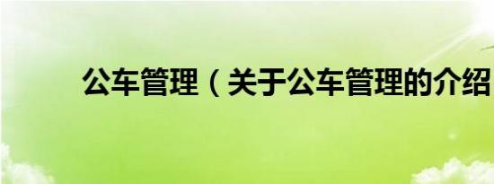 公车管理（关于公车管理的介绍）