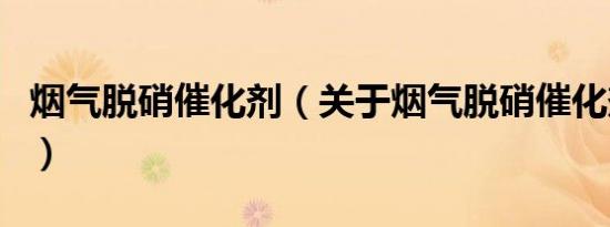 烟气脱硝催化剂（关于烟气脱硝催化剂的介绍）