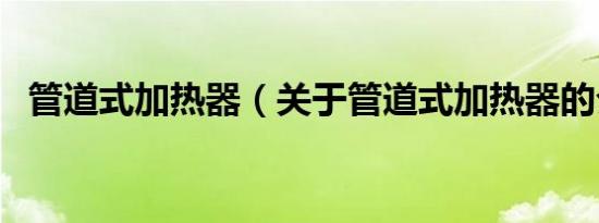 管道式加热器（关于管道式加热器的介绍）