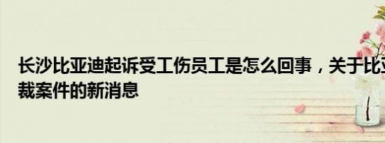 长沙比亚迪起诉受工伤员工是怎么回事，关于比亚迪劳动仲裁案件的新消息