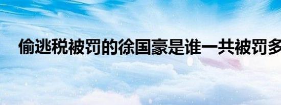 偷逃税被罚的徐国豪是谁一共被罚多少钱