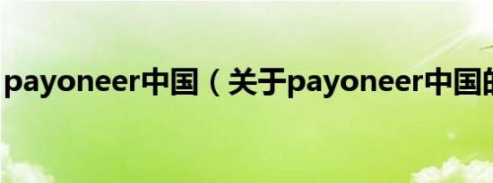 payoneer中国（关于payoneer中国的介绍）