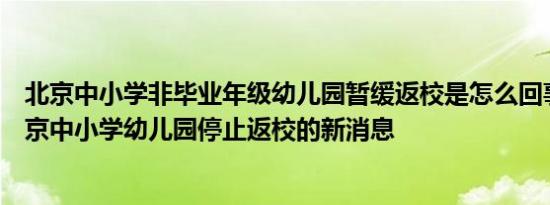 北京中小学非毕业年级幼儿园暂缓返校是怎么回事，关于北京中小学幼儿园停止返校的新消息
