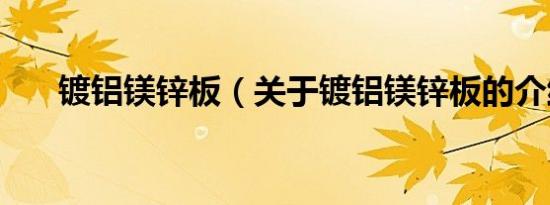 镀铝镁锌板（关于镀铝镁锌板的介绍）