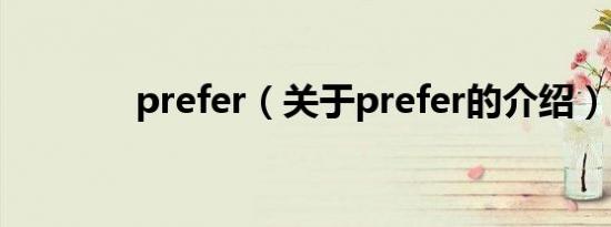 prefer（关于prefer的介绍）